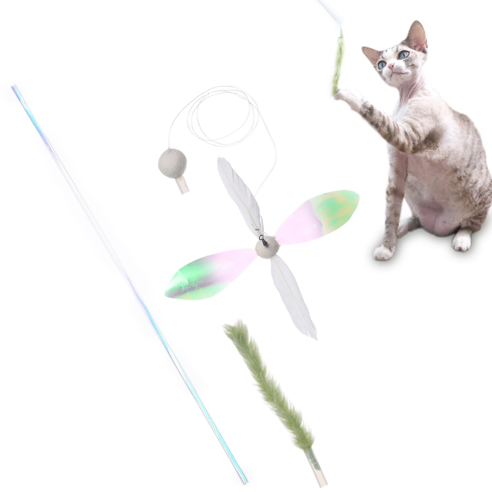 Amazon | 猫壱 猫じゃらし 羽 おもちゃ 天然羽根 フィルム 頑丈 羽根